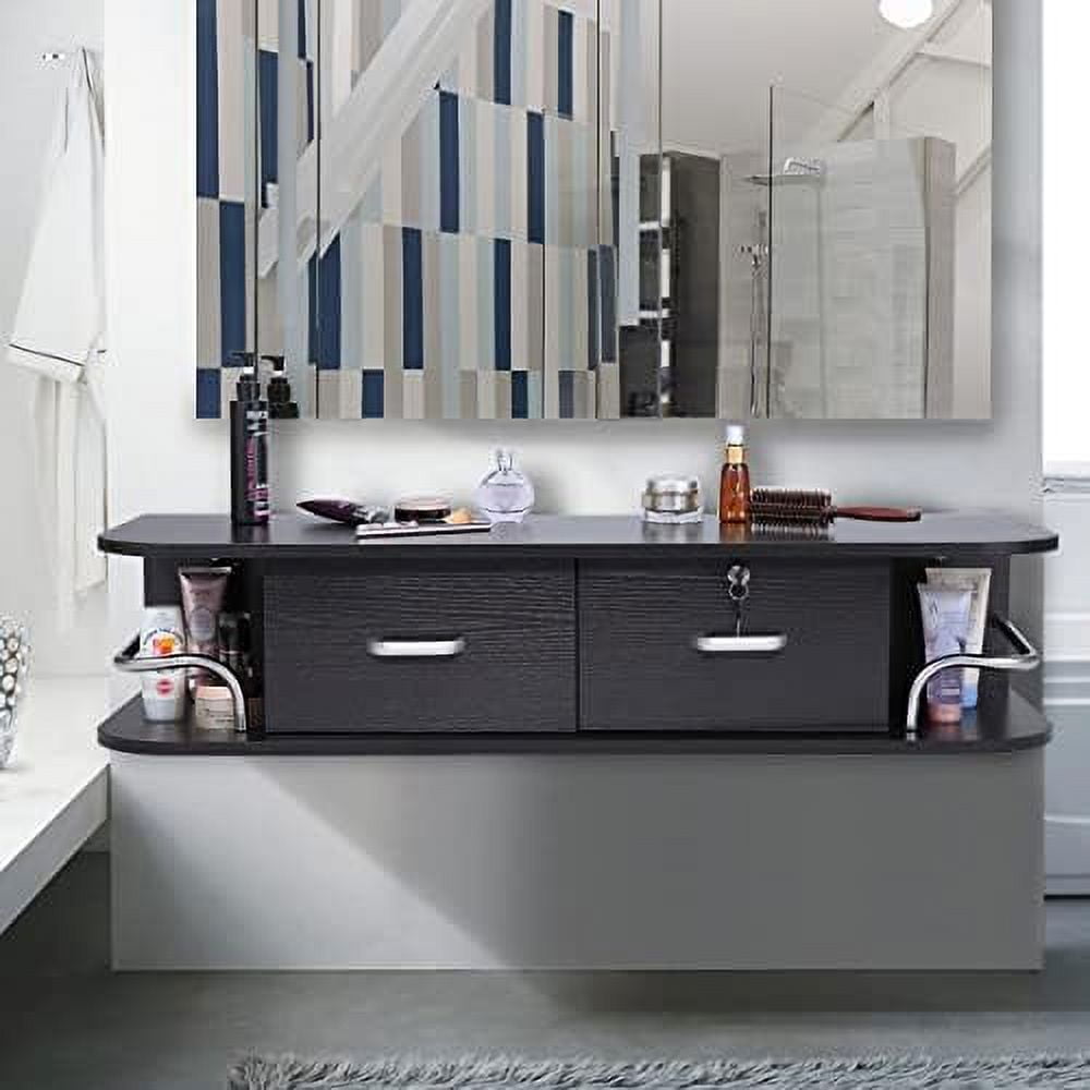 Wall Mount Salon Station Modern Styling Station with 2 Drawers and 5