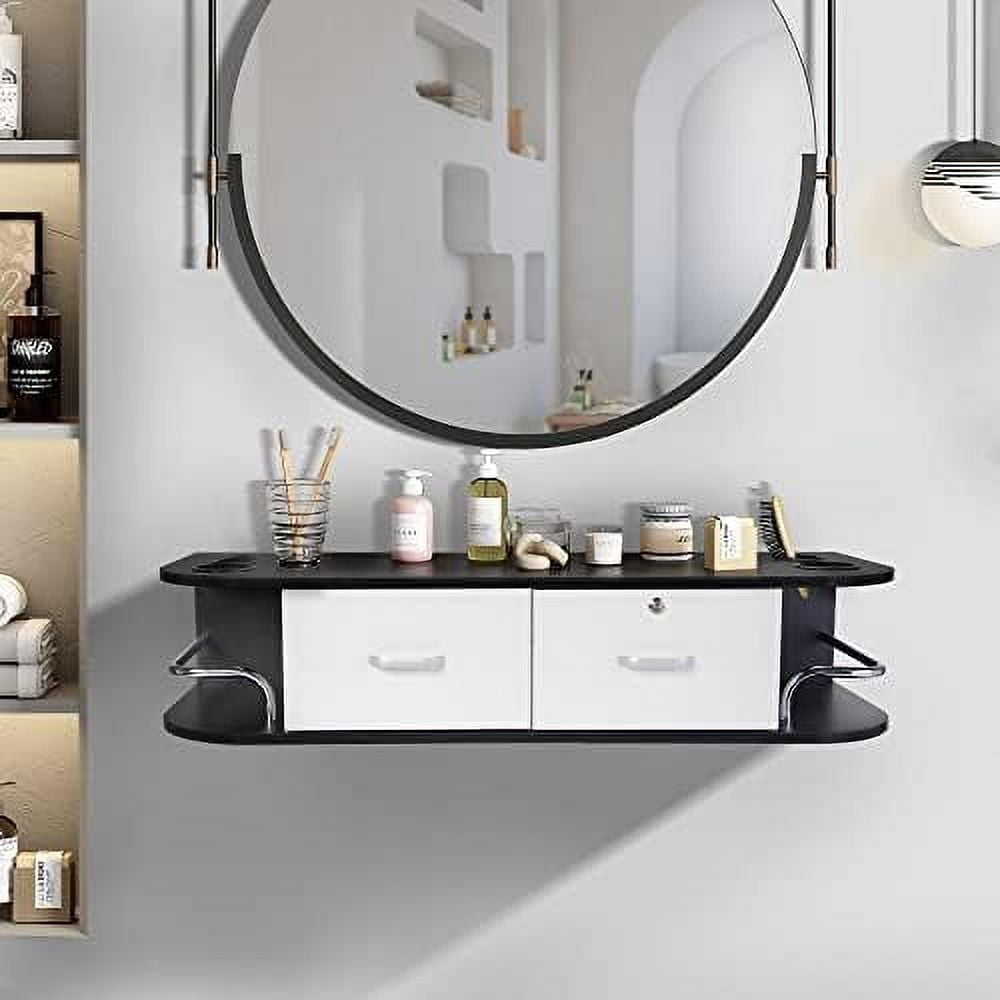 Wall Mount Salon Station Modern Styling Station with 2 Drawers and 5