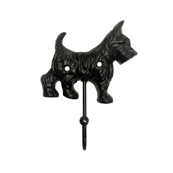 Wall Mount Scottie Dog Hook Metal Hat Coat Hanger Pet Leash Collar Holder Key Ring Storage