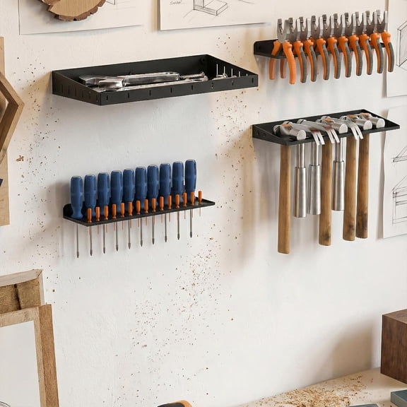Wall Mount Screwdriver Organizer 4 Pack Heavy Duty Metal Tool Rack for Garage Workshop