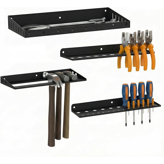 Wall Mount Screwdriver Organizer, Plier Organizer, Hammer Rack, Hand Tool Organizer and Storage Rack Wall Mount for Workshop Shed Garage Workbench Home, 4 pack