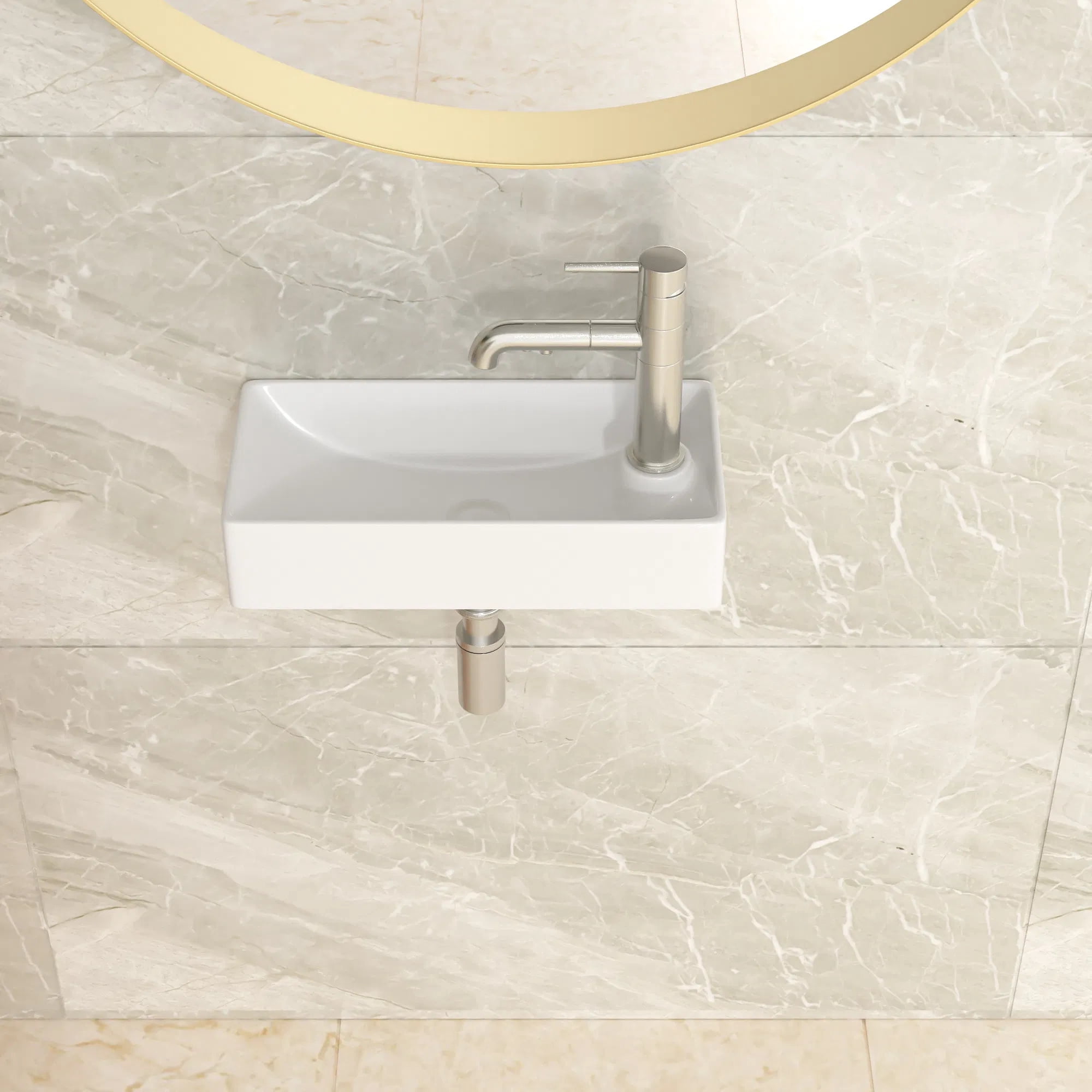 Logmey 13.6 In. X 11.6 In. White Ceramic Rectangular Wall Hung Vessel Sink With Single Faucet Hole For Small Bathroom LM13GP - The Home Depot