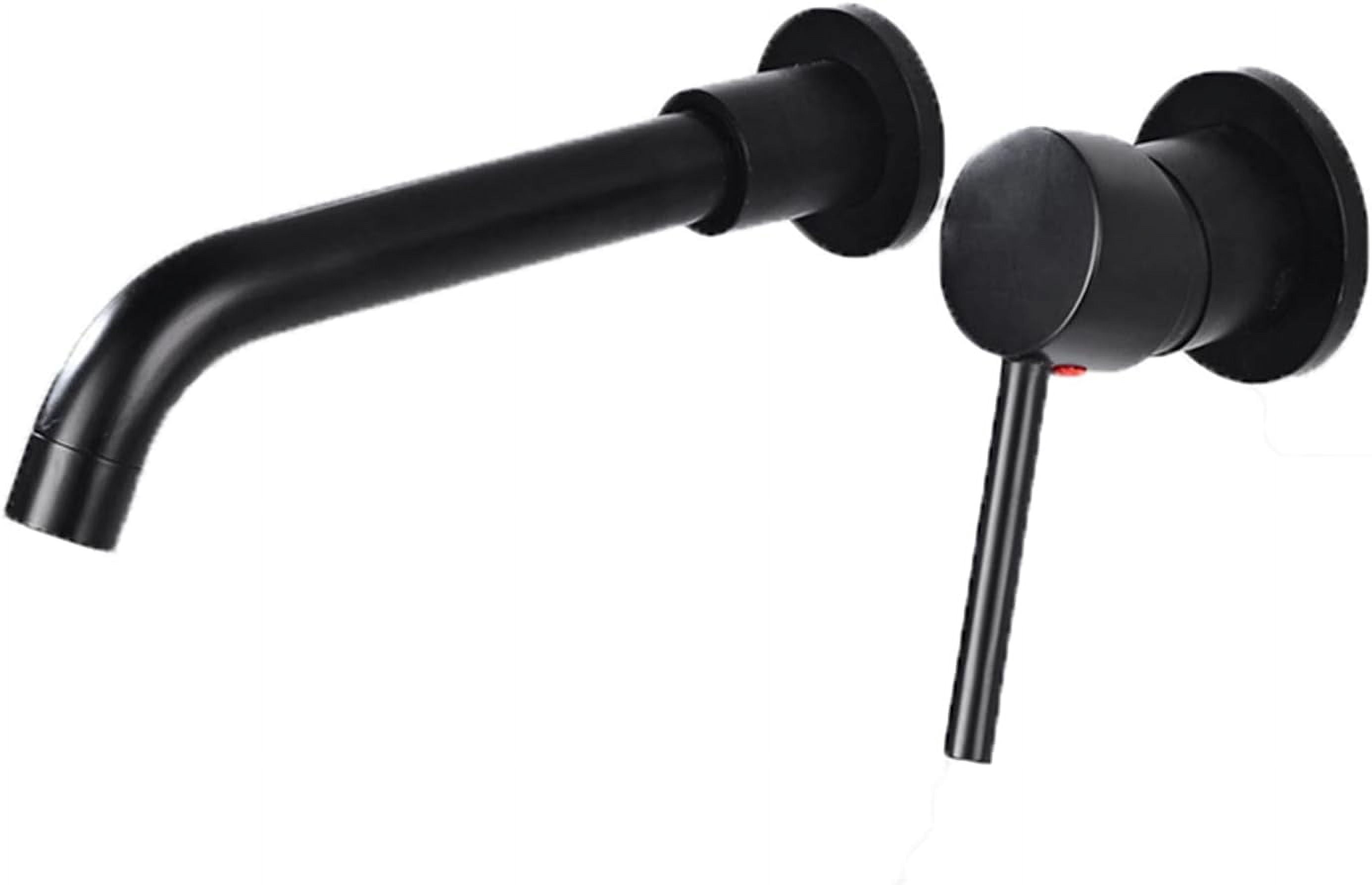 Wall Mount Sink Faucet Bathroom Black,with 360° Swivel Spout,Hot and Cold Sink Mixer Tap Faucet,Single Handle Wall Mount Faucet,Black,B
