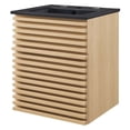 thumbnail image 1 of Wall Mount Sink Vanity Cabinet, Brown Oak Black, Wood, Mid Century Hotel Bedroom Bathroom, Modern Contemporary HB33665, 1 of 9
