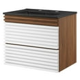 thumbnail image 1 of Wall Mount Sink Vanity Cabinet, White Walnut Black, Wood, Mid Century Hotel Bedroom Bathroom, Modern Contemporary HB33656, 1 of 9