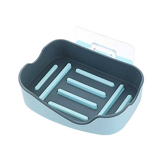 Wall Mount Soap Dish with Drain Holes, Bar Soap Saver Holder forShower and Kitchen Sink, 5.12x3.74 Inch Adhesive Mount No Drill Plastic Soap Holder in 4 Colors