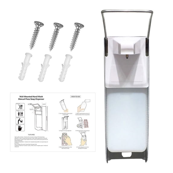 Wall Mount Soap Dispenser Manual Press 34 Oz Capacity, Large Bathroom Kitchen Soap Dispenser Wall Mounted, Commercial Liquid Hand Soap Dispenser for Home Office