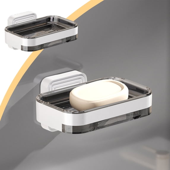 Wall Mount Soap Holder Plastic Bathroom Storage Rack with Drainage for Shower Sink Kitchen 1-Pack