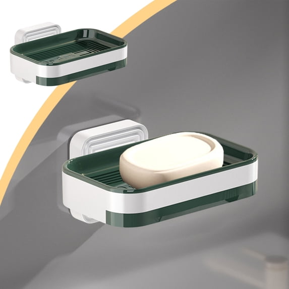 Wall Mount Soap Holder Plastic Bathroom Storage Rack with Drainage for Shower Sink Kitchen 1-Pack