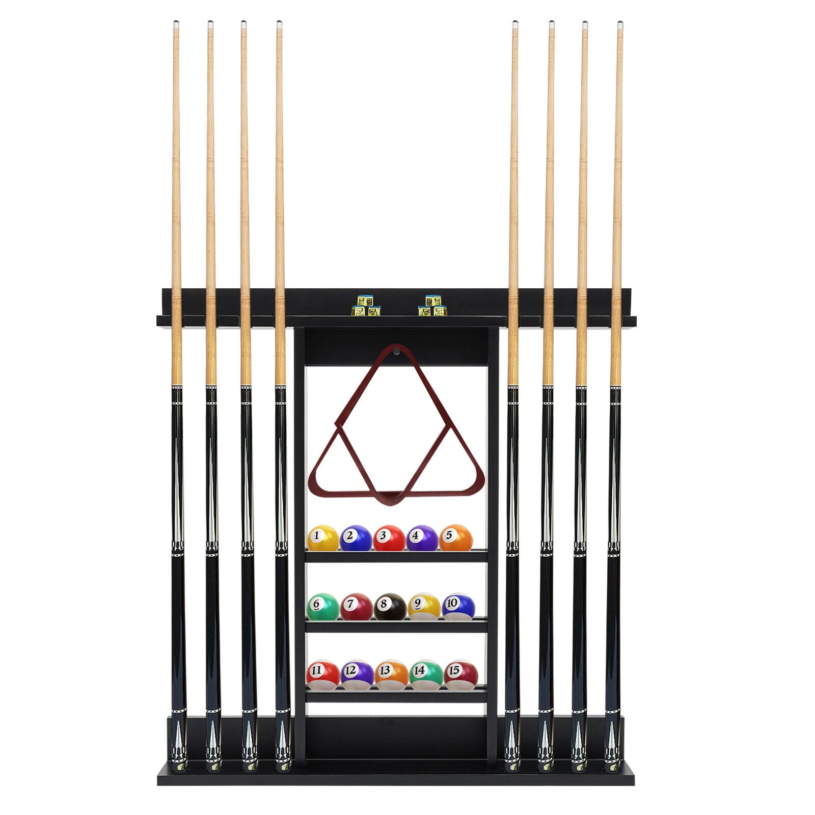 Wall Mount Solid Oak Wood 8 Pool Billiards Pool Cue Rack. Stick Holder