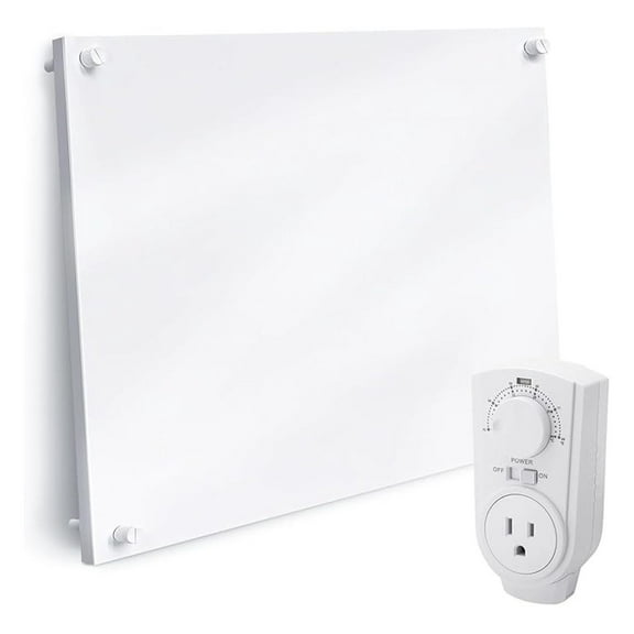 Wall Mount Space Heater Panel - with Thermostat - 250 Watt Splashproof Convection Heater - Ideal for 100 Sq Ft Room or Bathroom - 120V Electric Heater - Updated Model