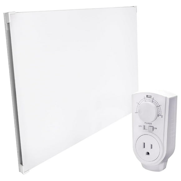 Wall Mount Space Heater Panel - with Thermostat and Heat Guard Cover - 400W Convection Heater - for 120 Sq Ft Room - 120V Electric Heater - Updated Model