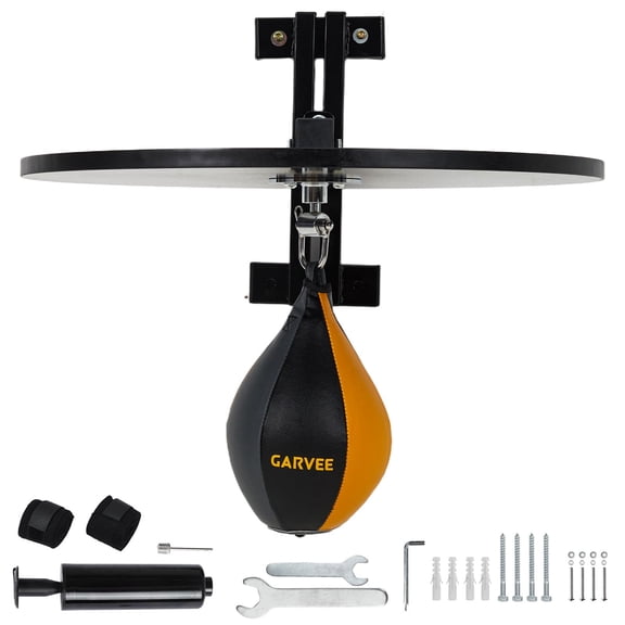 Wall Mount Speed Bag Platform Kit 360 Swivel, Sturdy Board & Adjustable Mount Includes Speed Bag, Hand Pump & Wrist Guards For Boxing & MMA Training