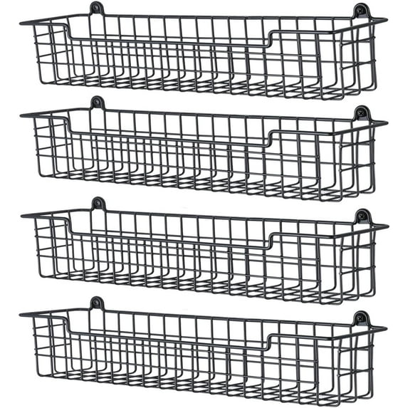 Wall Mount Spice Rack Organizer, 4 Packs, Black