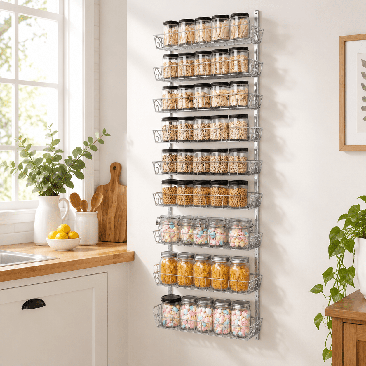 Wall Mount Spice Rack Organizer 9-tier Adjustable Dual-use Shelf ...