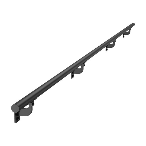 Wall Mount Stair Railing 12FT, Black Galvanized Aluminum, 1.26in Tube, Indoor/Outdoor Industrial Handrail, Safety Rail for Steps