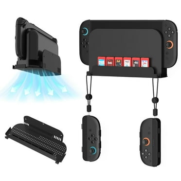 Wall Mount Stand for NS Switch 2 (2025)/ Switch OLED, Metal Gaming Shelf Accessories for Wall with Joy-Con 2 Hanging Hook and 6 Game Storage Holder Safety Store Controller Holder (Black)