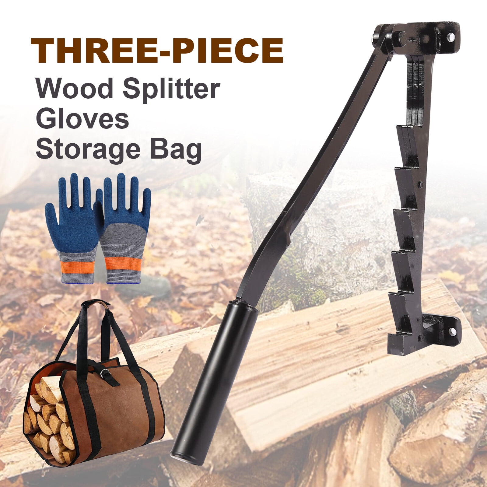 Wall Mount Steel Firewood Splitter, Kindling Wood Cracker Cutting Tool