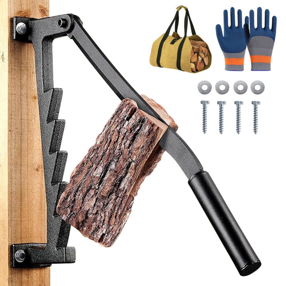 Wall Mount Steel Firewood Splitter, Kindling Wood Cracker Cutting Tool