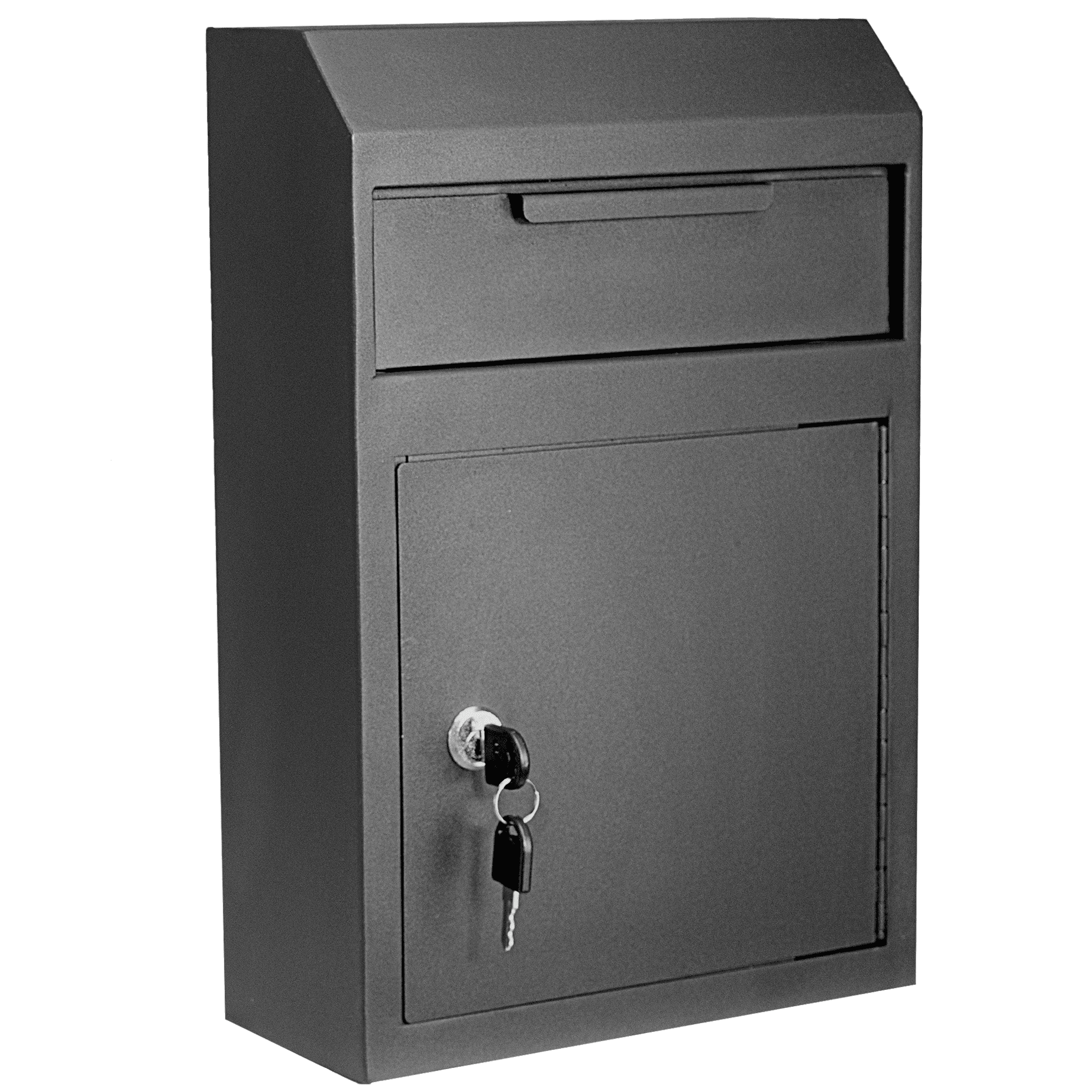 Wall Mount Steel Payment Dropbox with Lock and Keys (Black)