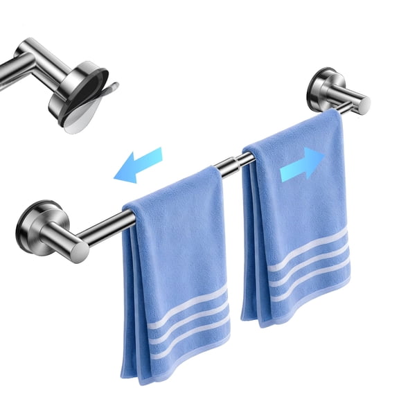 Adjustable Suction Cup Towel Bar for Bathroom Wall,14.6Inch~24 Inch Towel Racks for Bathroom, SUS304 Stainless Steel Bathroom Towel Holder