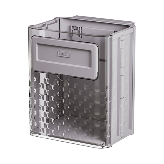 Wall Mount Storage Bin with Lid | Foldable Hanging Organizer Basket, Water Resistant Plastic Storage Box for Kitchen, Bathroom, Countertop, Cabinet Door (Transparent Gray, 1 Pack)