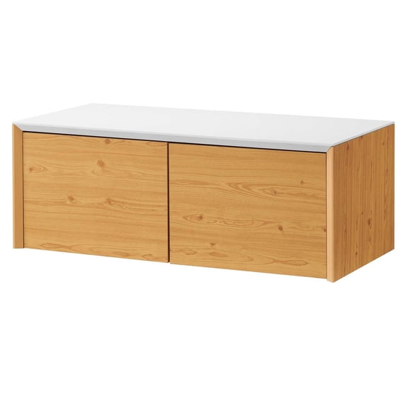 Wall Mount Storage Display Accent Cabinet, White Natural, Melamine Wood , Living Office Kitchen Hospitality Restaurant, Modern Contemporary HB34526