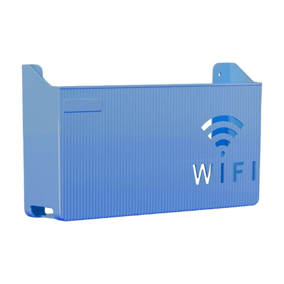 Wall Mount Storage Organizer Box for Router and Electronics, Punch-Free Adhesive Wall Shelf for Living Room Bedroom Home Organization, White Black Gray Pink Blue