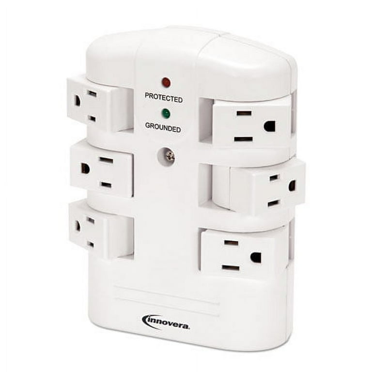 Wall Mount Surge Protector, 6 AC Outlets, 2,160 J, White Wall Mount Surge Protector, 6 AC Outlets, 2,160 J, White