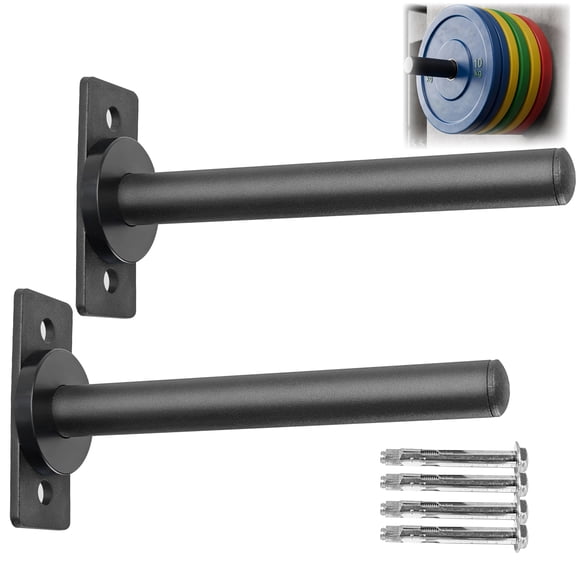 Wall Mount T-Type Weight Plate Holder Pegs, Heavy Duty Barbell Plate Rack for Home Gym, 1in / 2in