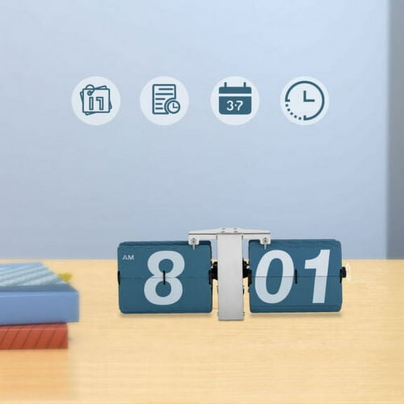 Tabletop Retro Style Flip Desk Shelf Clock- Classic Mechanical - Digital Display