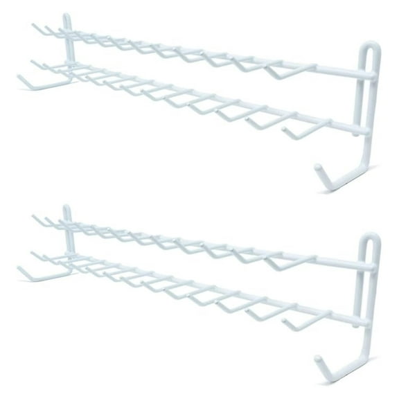 Wall Mount Tie and Belt Rack Organizer, White (2 Pack)