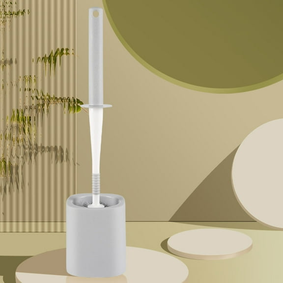 Wall Mount Toilet Brush Set - Drill-Free Base & Splash Guard, Compact Design for Full Coverage Cleaning
