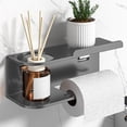 thumbnail image 1 of Wall Mount Toilet Paper Holder with Shelf | Alloy Bathroom Storage Rack for Wipes, Phone & Aromatherapy | Includes Mounting Hardware | 9 x 3.5 x 3 Inches, 1 of 5