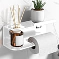 thumbnail image 1 of Wall Mount Toilet Paper Holder with Shelf | Alloy Bathroom Storage Rack for Wipes, Phone & Aromatherapy | Includes Mounting Hardware | 9 x 3.5 x 3 Inches, 1 of 5