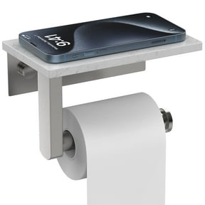 Wall Mount Toilet Paper Holder with Marble Shelf, Brushed Nickel