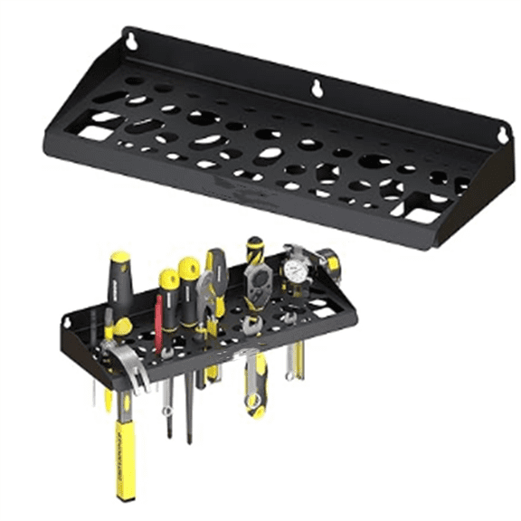 Wall Mount Tool Storage Rack, Screwdriver Holder, Pliers Organizer, Wrench Utility Shelf, 51 Holes for Variety of Small Hand Tools, Workshop, Shed, Garage, Home