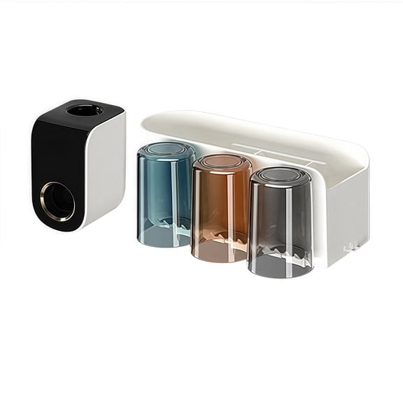 Wall Mount Toothbrush Holders Toothpaste Dispenser Large Capacity Tray Bathroom