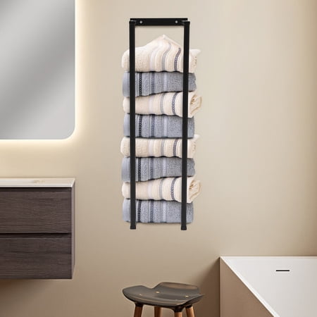 Wall Mount Towel Rack Stand Bathroom Black 7.95*6.1*28.74"