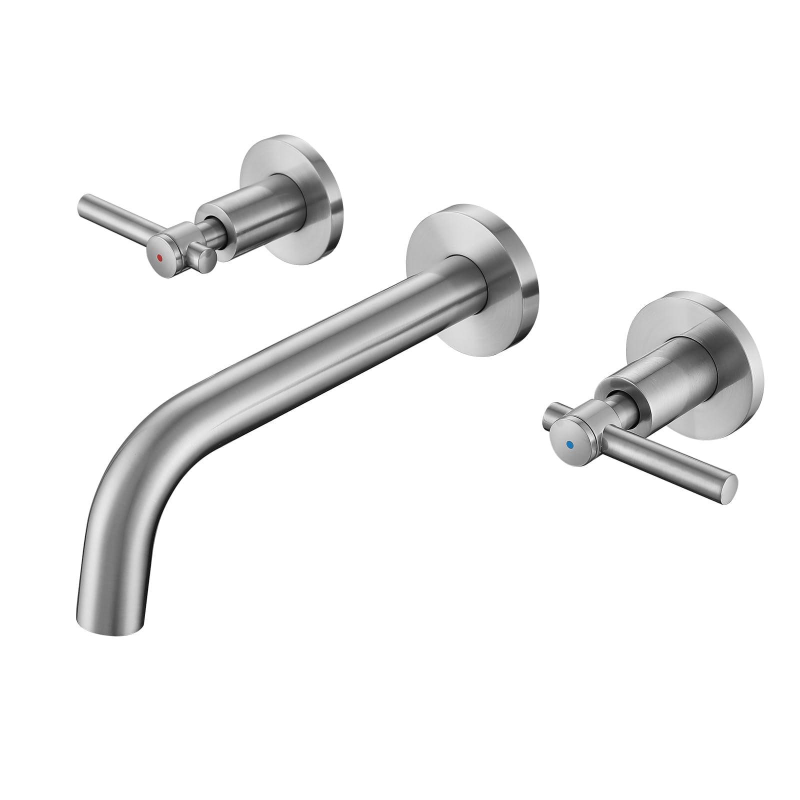 Wall Mount Tub Filler Brushed Nickel Two Handle Bathtub Faucet