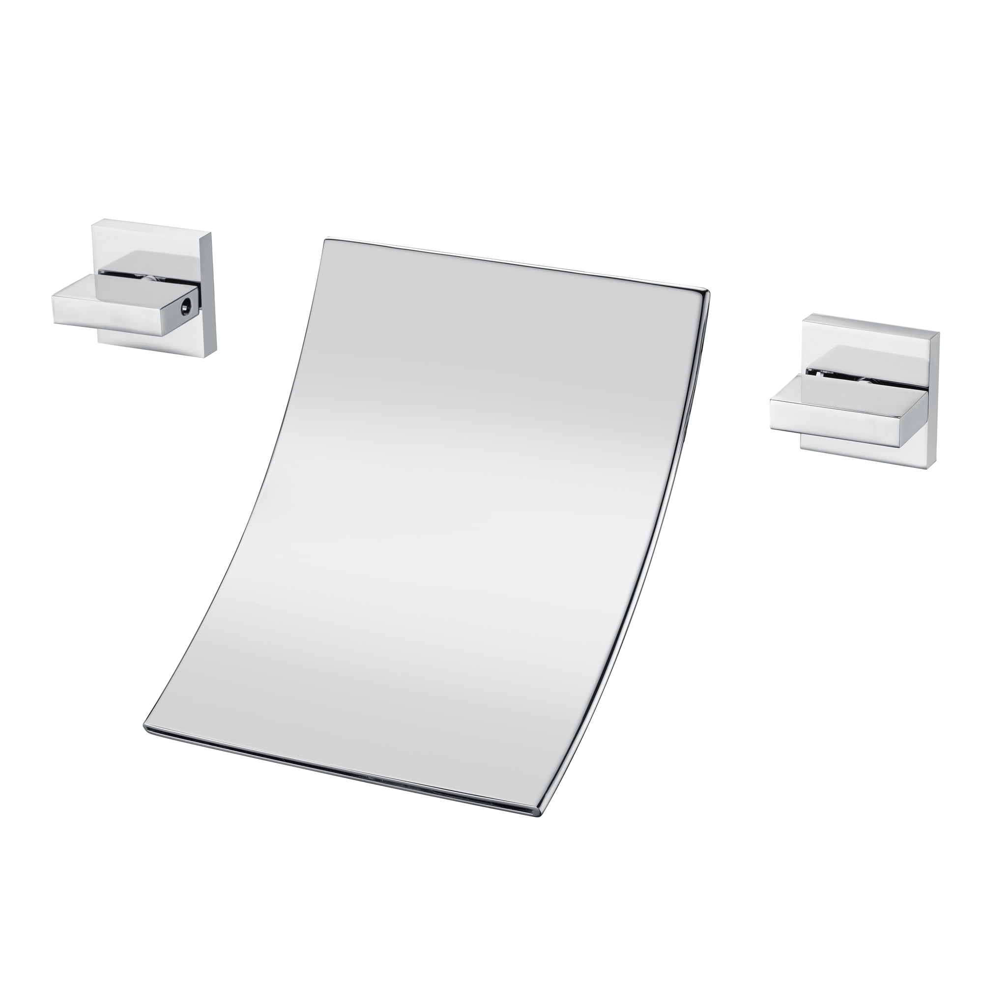 Chrome Waterfall Wall-Mounted Bathtub Faucet with Dual Handles