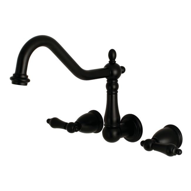 Matte Black Wall Mount Double Handle Tub Filler