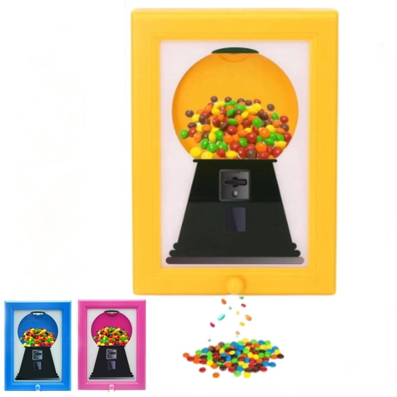Wall Mount Twist Gumball Frame Dispenser, Coin-Free Candy Storage Decor