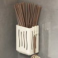 thumbnail image 1 of Wall Mount Utensil Holder Hanging Storage Organizer With Hooks Chopsticks Cutlery Silverware Caddy For Forks Spoons Towel Kitchen Countertop Container Rack, 4.92×2.59×3.34 inch, White, 1 of 9