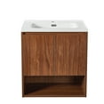 thumbnail image 1 of Wall Mount Vanity Cabinet Open Storage Brown Walnut L 24 in x H 24.8 in x D 19.7 in, 1 of 6