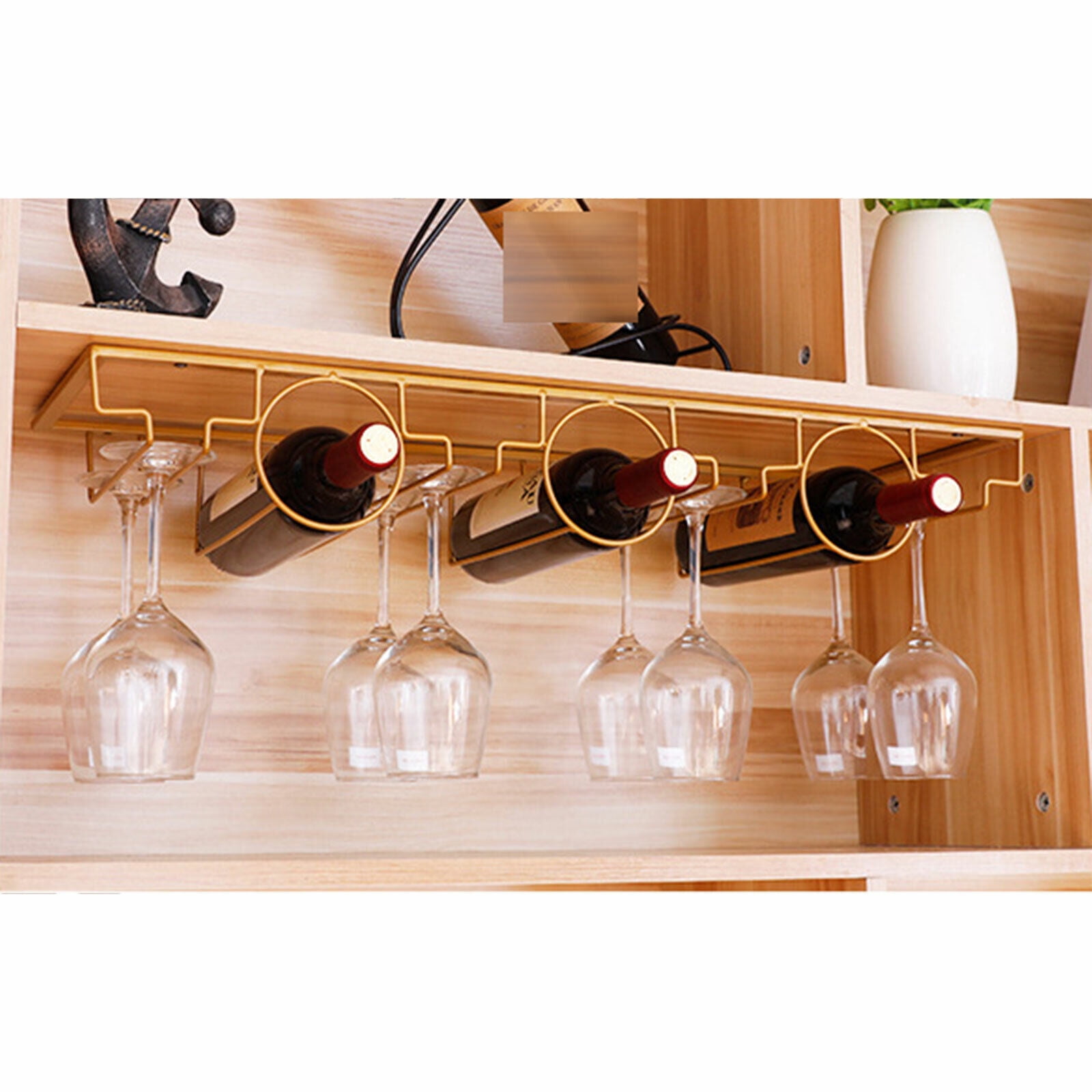 Wall Mount Wine Rack Hanging Glass Holder Shelf Metal Champagne Bottle ...