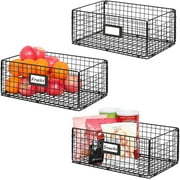 Wall Mount Wire Basket for Organizing, X-cosrack Cabinet Pantry Basket Mesh Bin with Handles for Kitchen Bathroom Laundry Patent Design - 3 Pack -16" x 9" X 6"