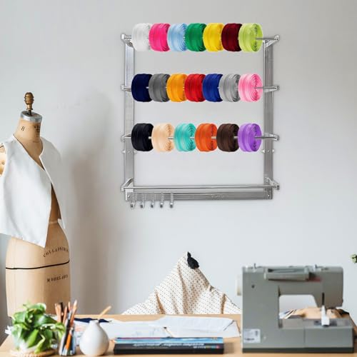 Wall Mount Wire Spool Rack, 4 Rods Ribbons Roll Display Storage Rack ...