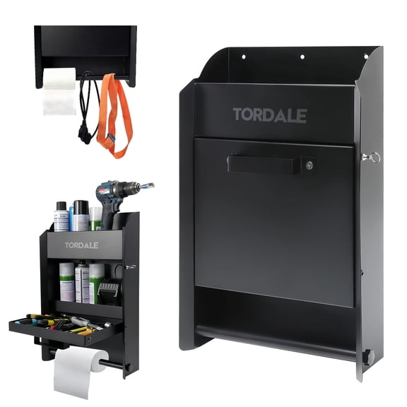 Wall-Mount Work Station Storage Cabinet for Enclosed Trailers, Race Trailer Cabinets, Flip-Out Work Tray, with Paper Towel Rack, Fit for Enclosed Race Trailer, Shop, Garage Storage