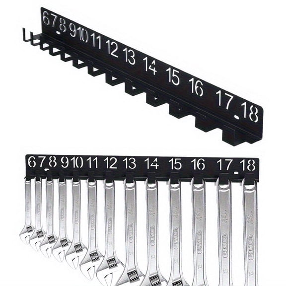 Wall Mount Wrench Organizer - Metal Wrench Organizer - Hanging Holder Tool Slots - Sturdy Metal Rack - Combination Wrench Organizer for Wall - Holder for wrenches - Size A